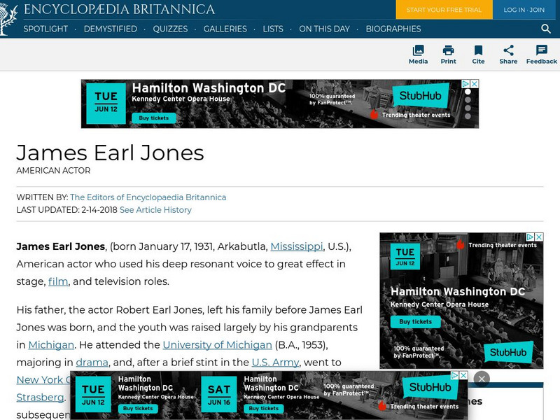 Encyclopedia Britannica: James Earl Jones Handout