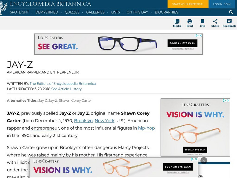 Encyclopedia Britannica: Jay Z Handout Encyclopedia Britannica: Jay Z Handout