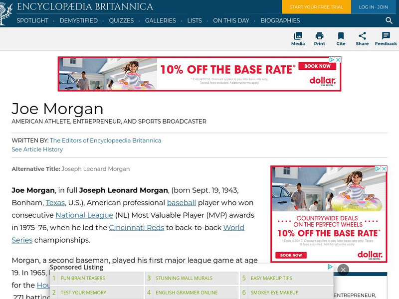 Encyclopedia Britannica: Joe Morgan Handout