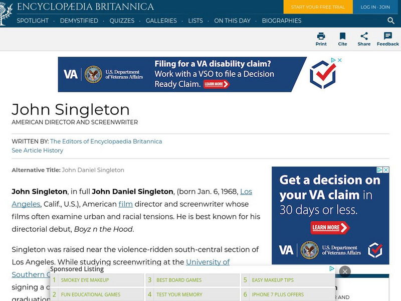 Encyclopedia Britannica: John Singleton Handout