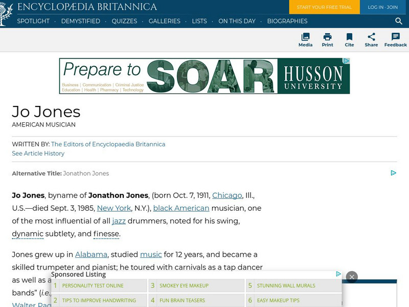 Encyclopedia Britannica: Jo Jones Handout