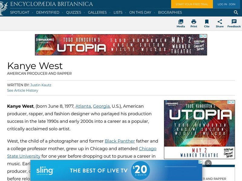Encyclopedia Britannica: Kanye West Handout Encyclopedia Britannica: Kanye West Handout