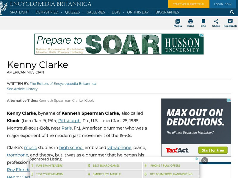 Encyclopedia Britannica: Kenny Clarke Handout