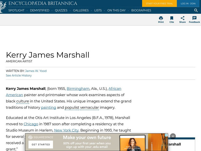 Encyclopedia Britannica: Kerry James Marshall Handout Encyclopedia Britannica: Kerry James Marshall Handout