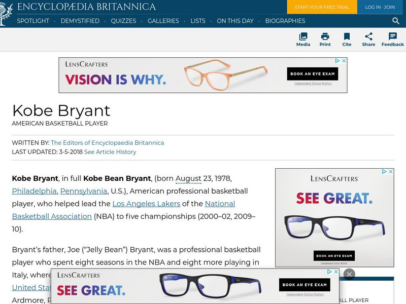 Encyclopedia Britannica: Kobe Bryant Handout
