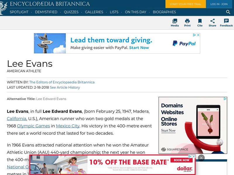 Encyclopedia Britannica: Lee Evans Handout