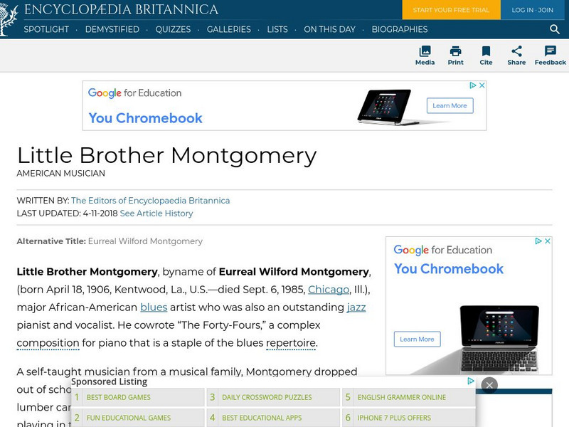 Encyclopedia Britannica: Little Brother Montgomery Handout Encyclopedia Britannica: Little Brother Montgomery Handout