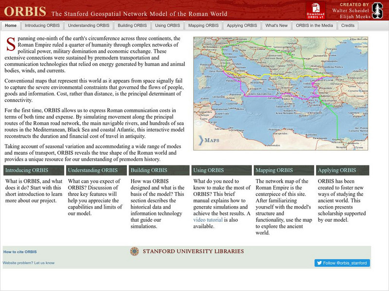 Stanford University: Orbis: Stanford Geospatial Network Model of the Roman World Website Stanford University: Orbis: Stanford Geospatial Network Model of the Roman World Website