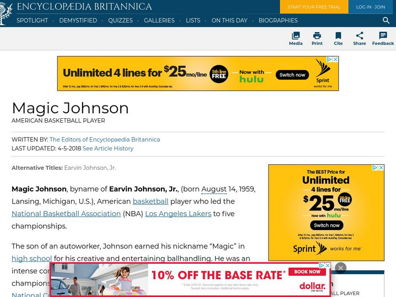 Encyclopedia Britannica: Magic Johnson Handout