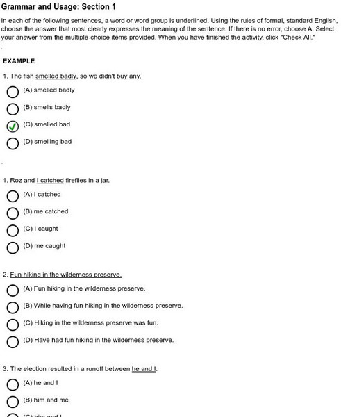 Holt, Rinehart and Winston: Introductory Course Grammar Quiz 1 Unknown Type