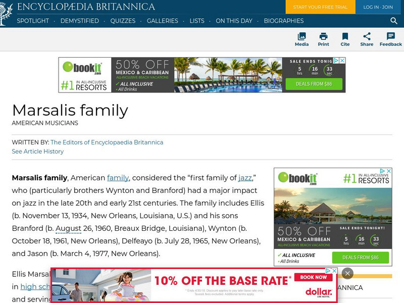 Encyclopedia Britannica: Marsalis Family Handout