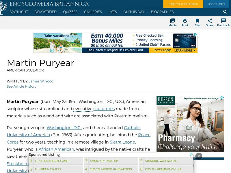 Encyclopedia Britannica: Martin Puryear Handout Encyclopedia Britannica: Martin Puryear Handout