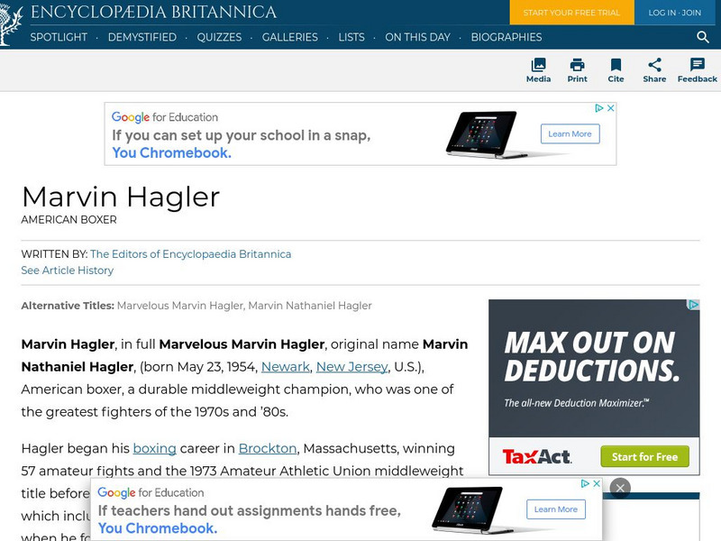 Encyclopedia Britannica: Marvin Hagler Handout