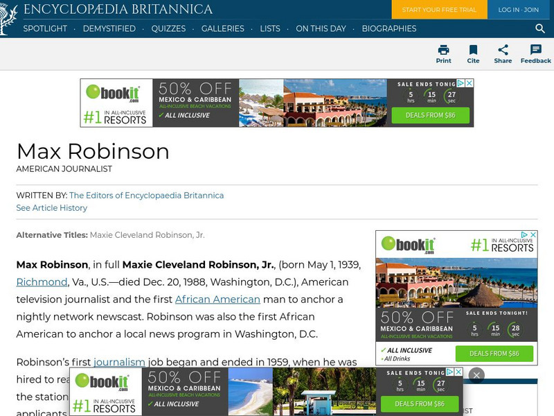 Encyclopedia Britannica: Max Robinson Handout Encyclopedia Britannica: Max Robinson Handout