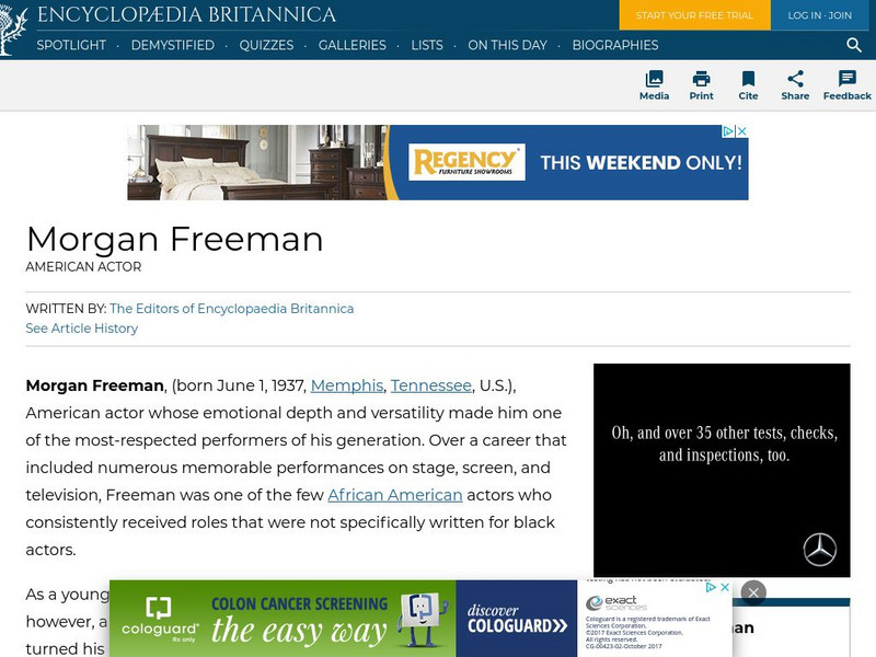 Encyclopedia Britannica: Morgan Freeman Handout Encyclopedia Britannica: Morgan Freeman Handout