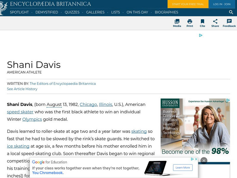 Encyclopedia Britannica: Shani Davis Handout Encyclopedia Britannica: Shani Davis Handout