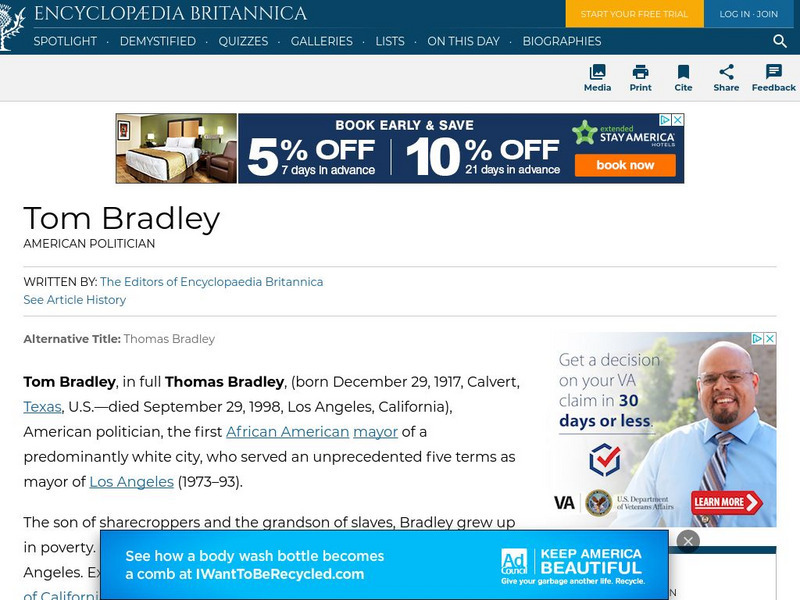 Encyclopedia Britannica: Tom Bradley Handout Encyclopedia Britannica: Tom Bradley Handout