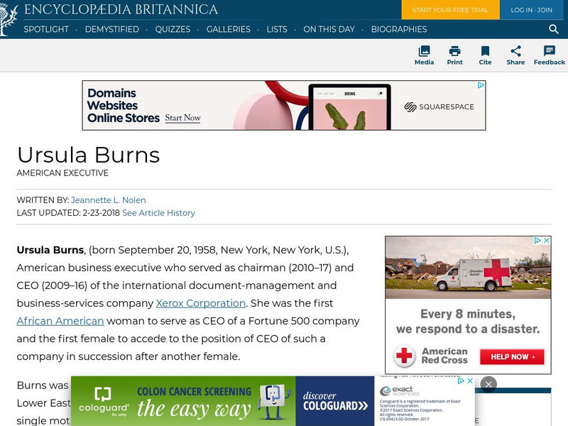 Encyclopedia Britannica: Ursula Burns Handout Encyclopedia Britannica: Ursula Burns Handout