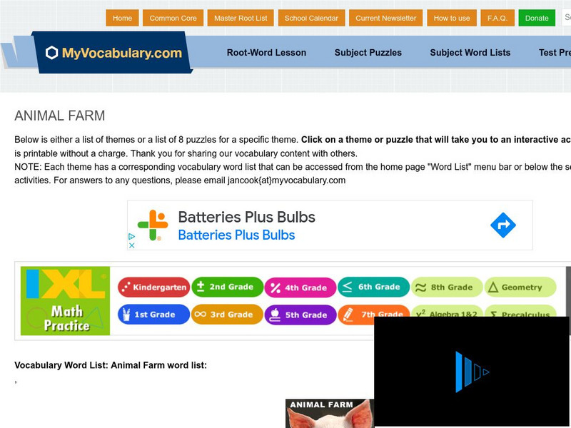My vocabulary.com: Animal Farm Vocabulary Word Puzzles Interactive My vocabulary.com: Animal Farm Vocabulary Word Puzzles Interactive