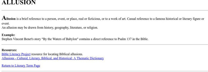 Cyber English (By Ted Nellen): Allusion Handout