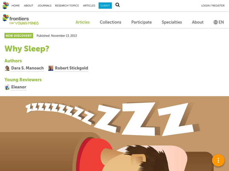 Frontiers: Why Sleep? Article Frontiers: Why Sleep? Article