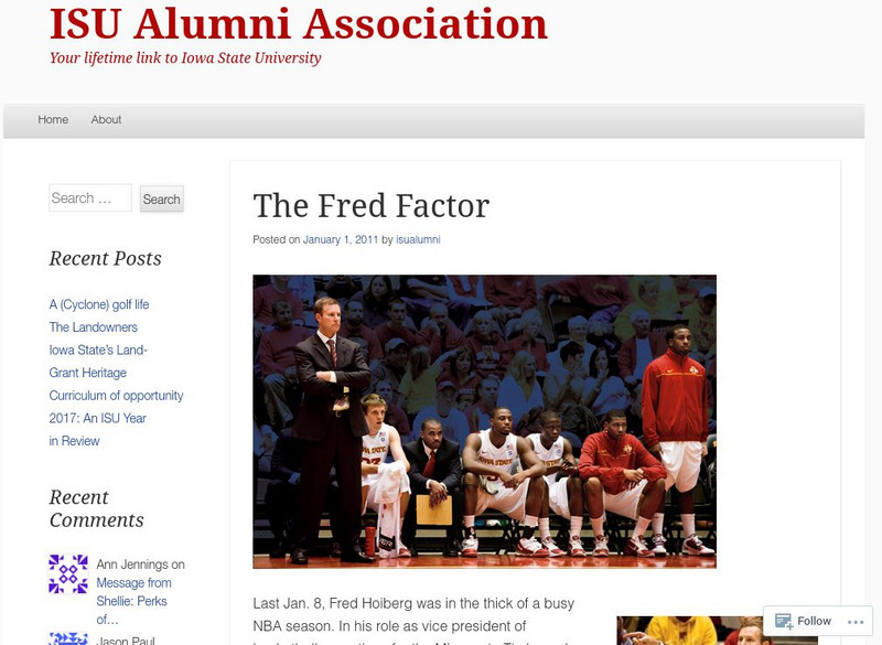 Isu Alumni Association: The Fred Factor Article Isu Alumni Association: The Fred Factor Article
