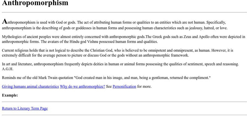 Cyber English (By Ted Nellen): Anthropomorphism Handout