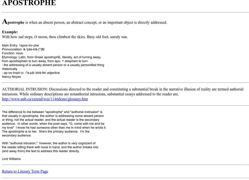 Cyber English (By Ted Nellen): Apostrophe Handout