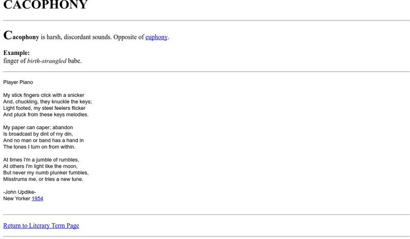 Cyber English (By Ted Nellen): Cacophony Handout
