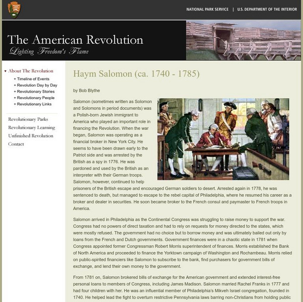 National Park Service: The American Revolution: Haym Salomon (Ca. 1740 1785) Article National Park Service: The American Revolution: Haym Salomon (Ca. 1740 1785) Article