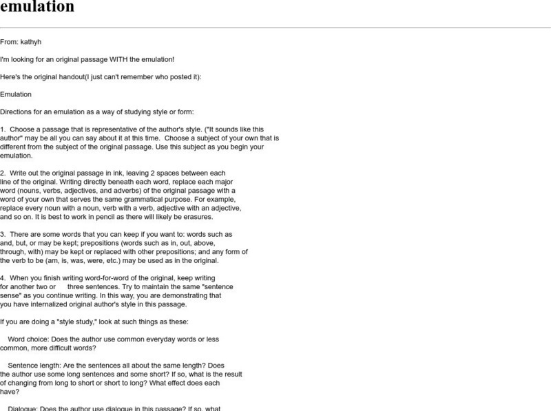 Cyber English (By Ted Nellen): Emulation Handout