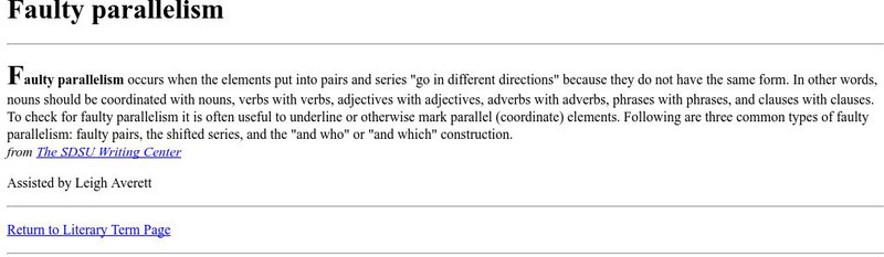 Cyber English (By Ted Nellen): Faulty Parallelism Handout