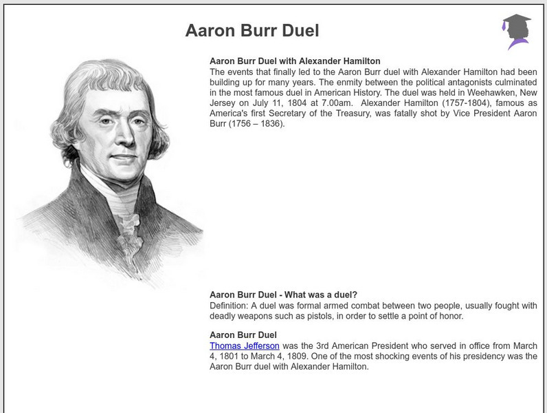 Siteseen: American Historama: Aaron Burr Duel Article Siteseen: American Historama: Aaron Burr Duel Article