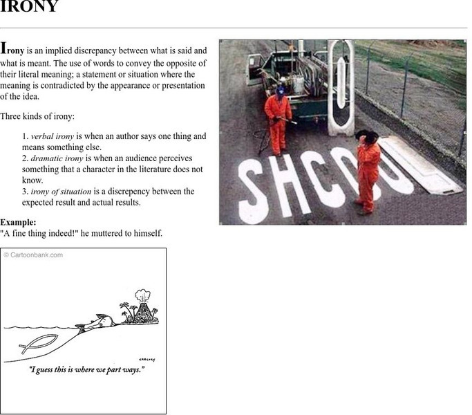 Cyber English (By Ted Nellen): Irony Handout Cyber English (By Ted Nellen): Irony Handout