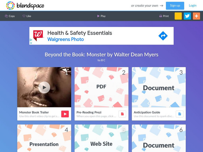 Blendspace: Beyond the Book: Monster by Walter Dean Myers Unit Plan Blendspace: Beyond the Book: Monster by Walter Dean Myers Unit Plan