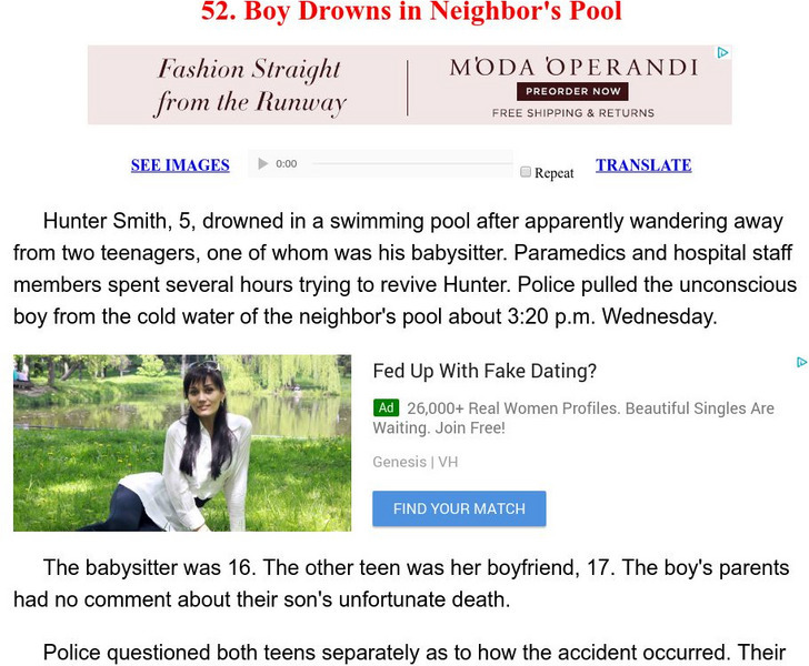 Esl: English for Intermediate Learners (2): Boy Drowns in Neighbor's Pool Unit Plan Esl: English for Intermediate Learners (2): Boy Drowns in Neighbor's Pool Unit Plan