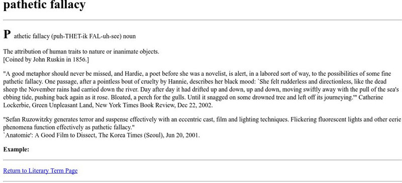 Cyber English (By Ted Nellen): Pathetic Fallacy Handout Cyber English (By Ted Nellen): Pathetic Fallacy Handout