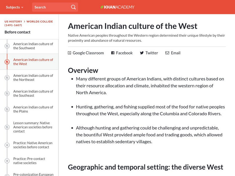 Khan Academy: American Indian Culture of the West Website Khan Academy: American Indian Culture of the West Website