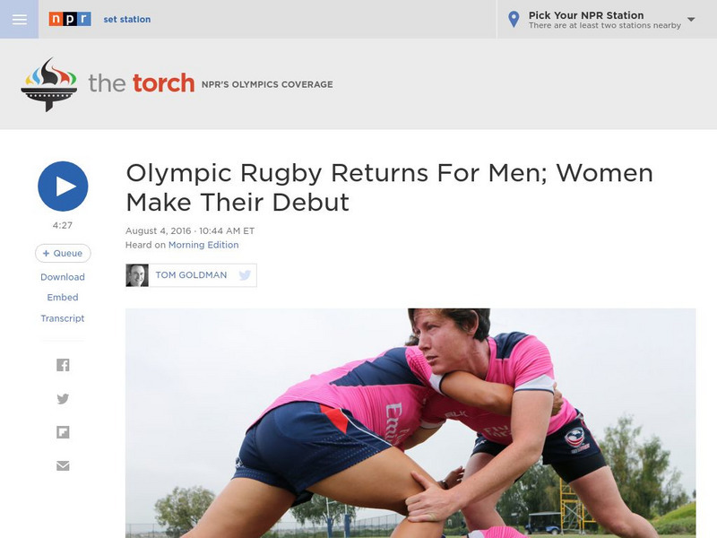 Npr: Week of 8 8 16: Olympic Rugby Returns for Men; Women Make Their Debut Audio Npr: Week of 8 8 16: Olympic Rugby Returns for Men; Women Make Their Debut Audio