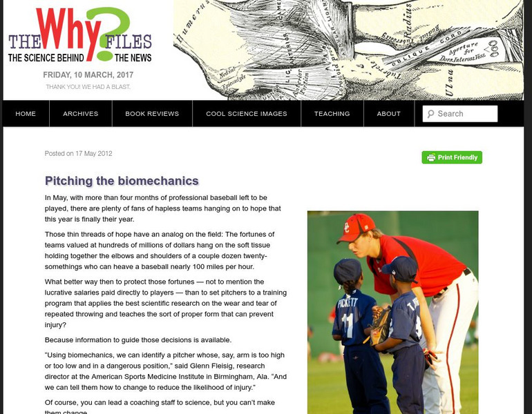 The Why Files: Pitching the Biomechanics Article The Why Files: Pitching the Biomechanics Article