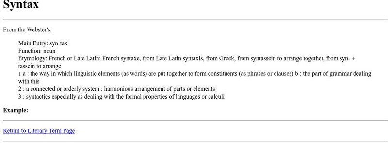Cyber English (By Ted Nellen): Syntax Handout Cyber English (By Ted Nellen): Syntax Handout