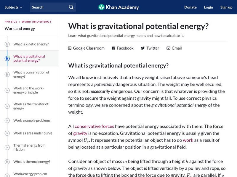 Khan Academy: What Is Gravitational Potential Energy? Unit Plan Khan Academy: What Is Gravitational Potential Energy? Unit Plan