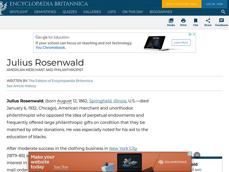 Encyclopedia Britannica: Julius Rosenwald Handout
