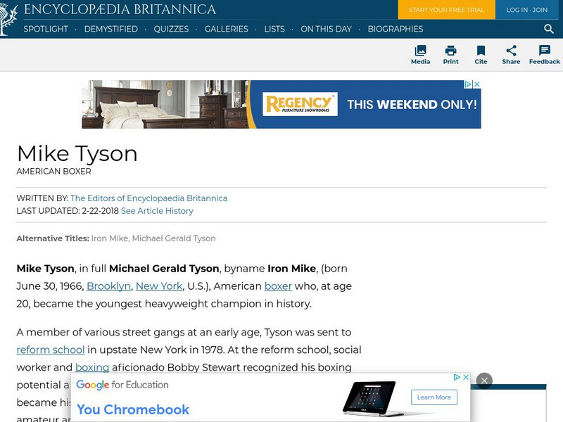 Encyclopedia Britannica: Mike Tyson Handout Encyclopedia Britannica: Mike Tyson Handout