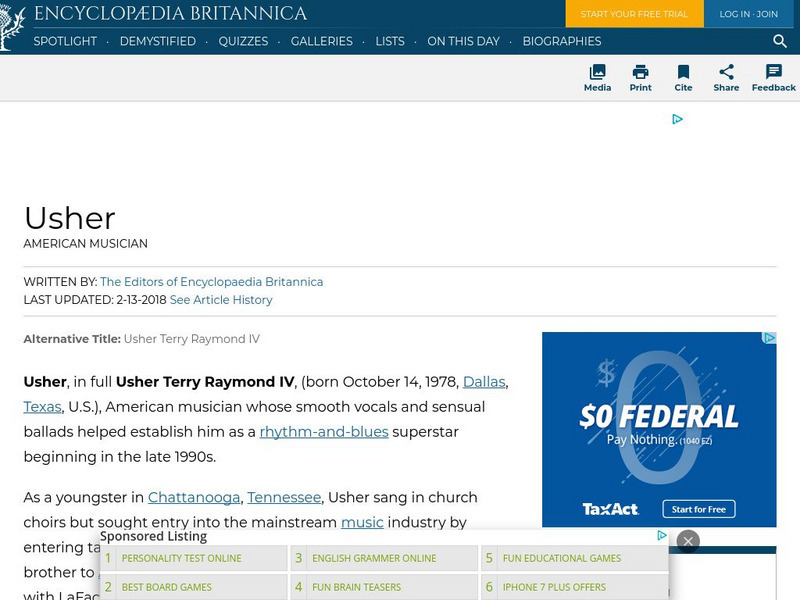 Encyclopedia Britannica: Usher Handout Encyclopedia Britannica: Usher Handout