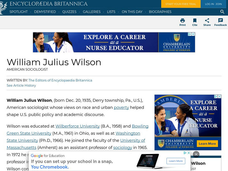 Encyclopedia Britannica: William Julius Wilson Handout Encyclopedia Britannica: William Julius Wilson Handout