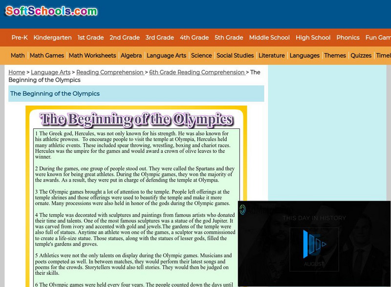 Soft Schools: Beginning of the Olympics Interactive