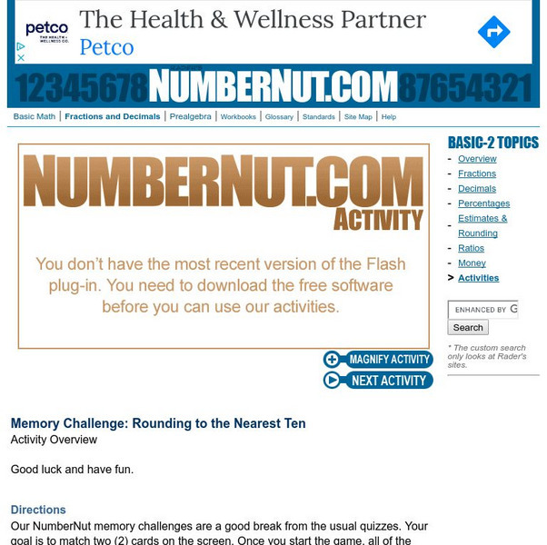 Number Nut: Rounding Numbers to the Nearest Ten Memory Challenge Activity
