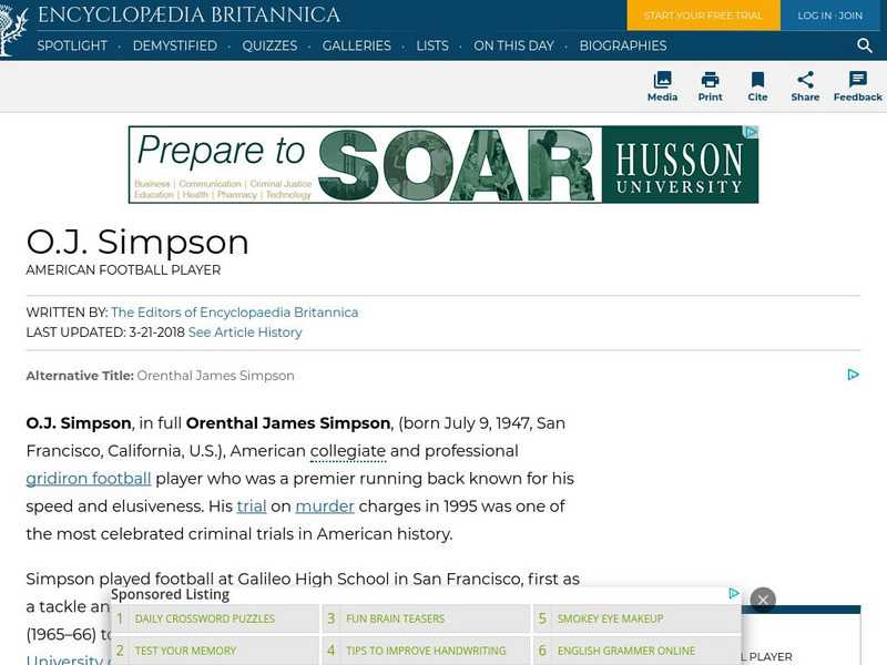 Encyclopedia Britannica: o.j. Simpson Handout Encyclopedia Britannica: o.j. Simpson Handout