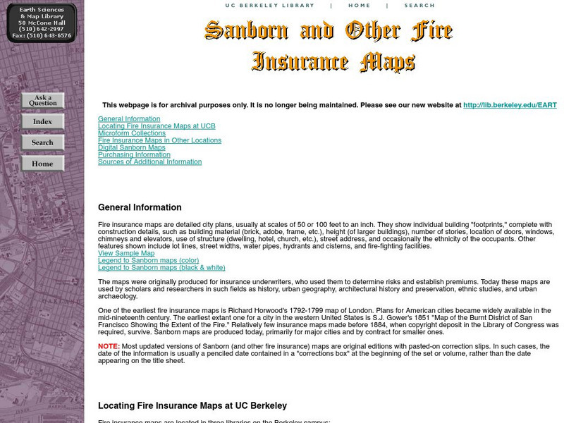 Uc Berkeley: Sanborn and Other Fire Insurance Maps Website Uc Berkeley: Sanborn and Other Fire Insurance Maps Website